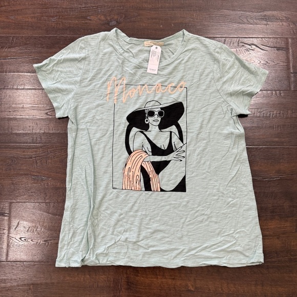 Michelle by Comune Graphic Short Sleeve Top Size Large Women - Picture 1 of 7